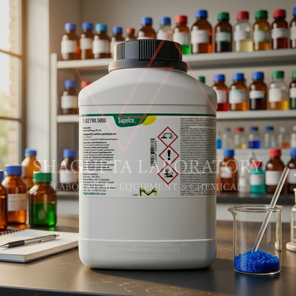 Copper(II) Sulfate Pentahydrate EMSURE® ACS Merck Supelco 5 Kg adalah bahan kimia analytical grade berkualitas tinggi untuk kebutuhan laboratorium, penelitian, quality control, pendidikan, dan aplikasi industri. Produk ini memiliki kemurnian tinggi dan cocok digunakan untuk analisis kimia, preparasi reagen, sintesis senyawa tembaga, dan aplikasi industri skala besar.