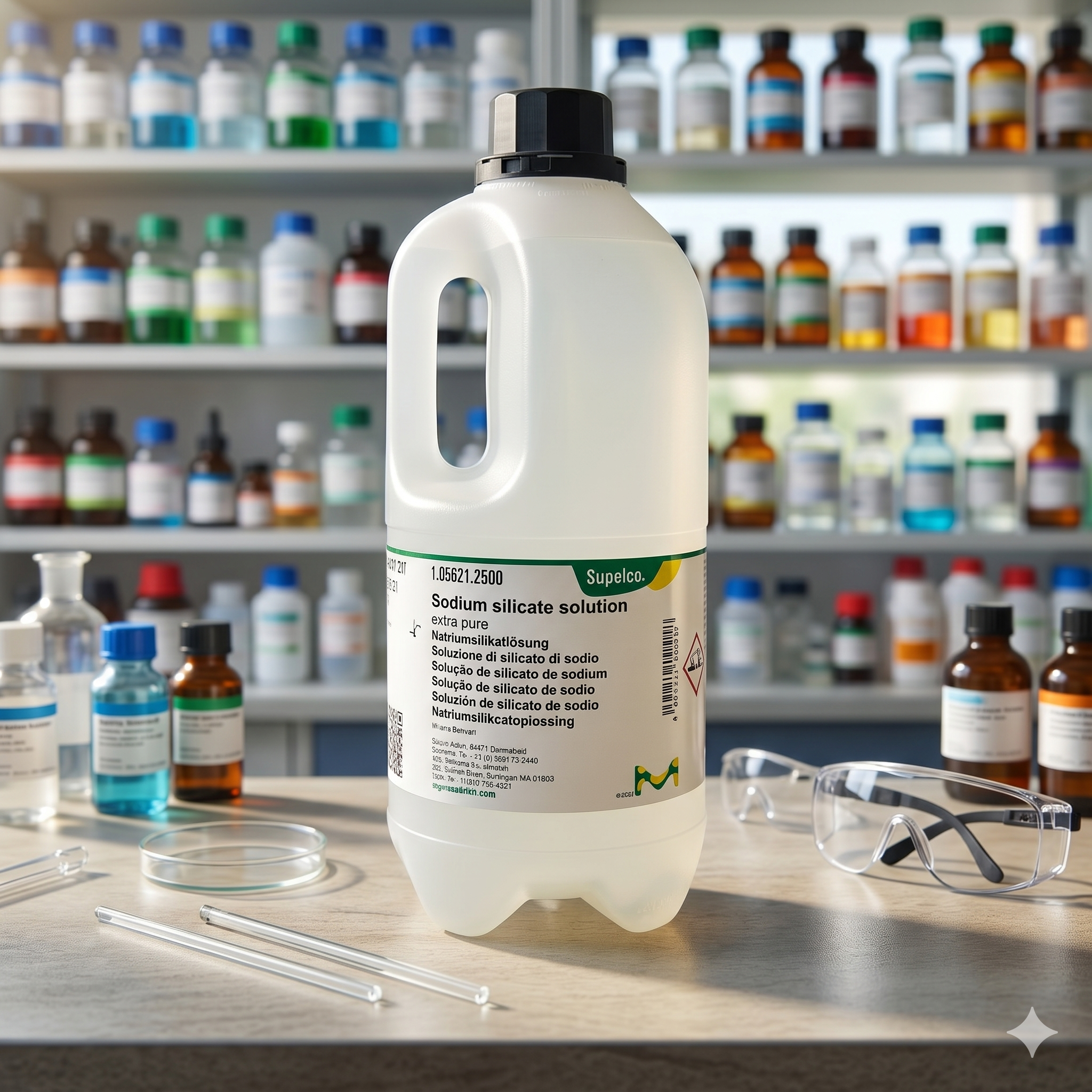 Sodium Silicate Solution Extra Pure Supelco 105621 Merck 50ML Bahan Kimia Laboratorium & Industri (REPACK)