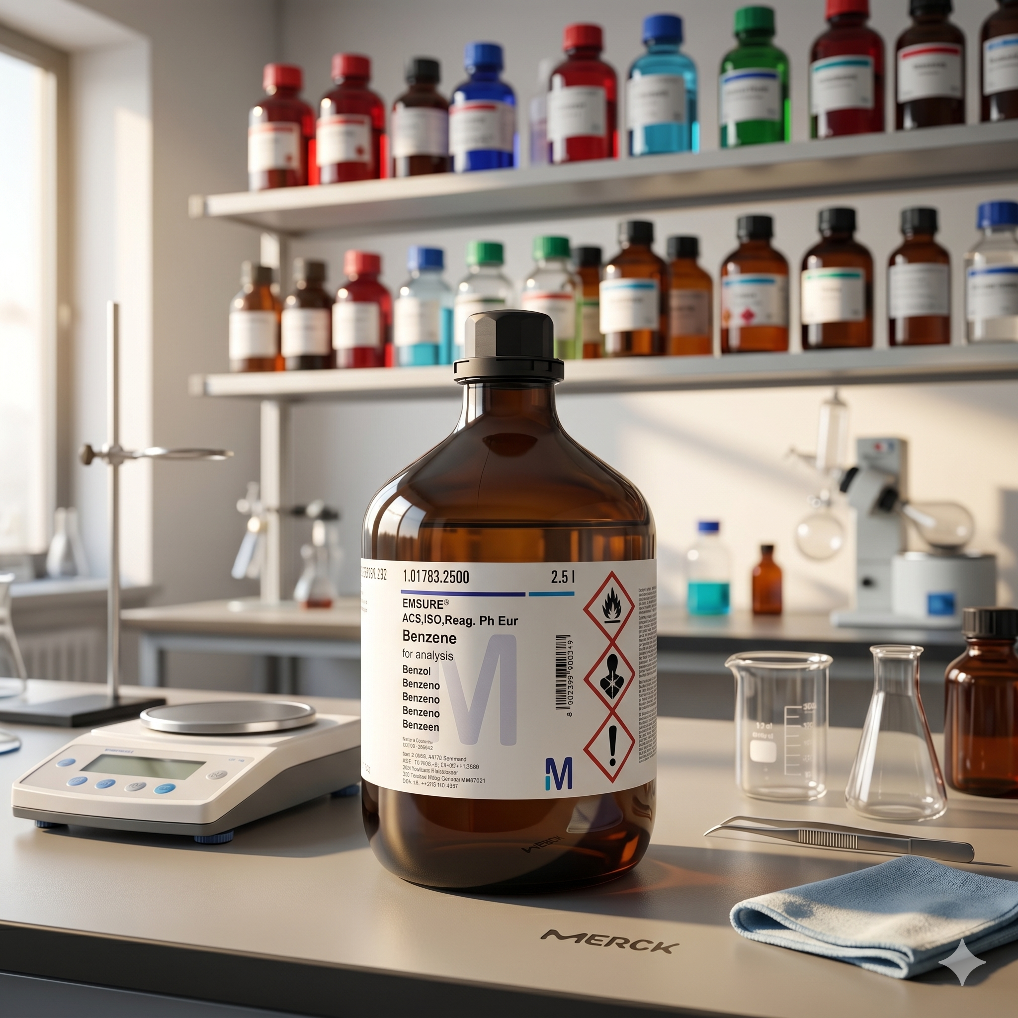 Benzene EMSURE® Merck 50mL ACS ISO Reag. Ph Eur – Benzena Analytical Grade untuk Laboratorium (REPACK)