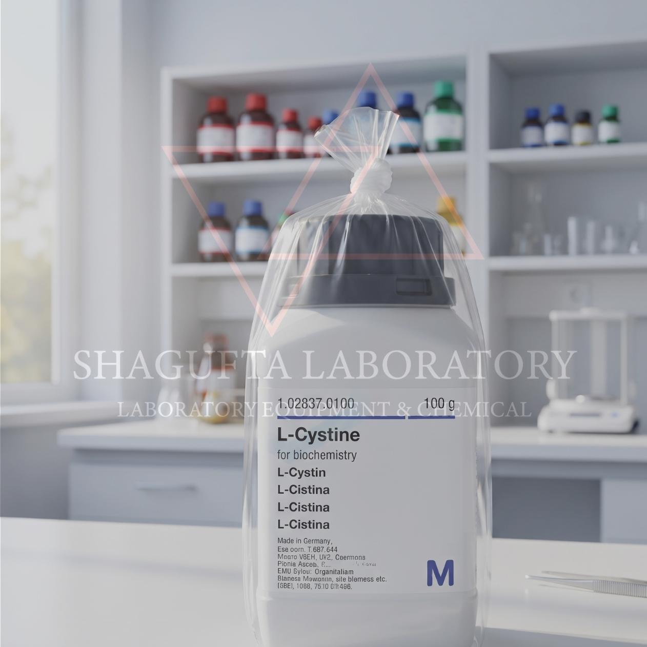 L-Cystine 100GR 102837 – L-Sistin Grade Laboratorium | Asam Amino untuk Penelitian | SHAGUFTA LABORATORY