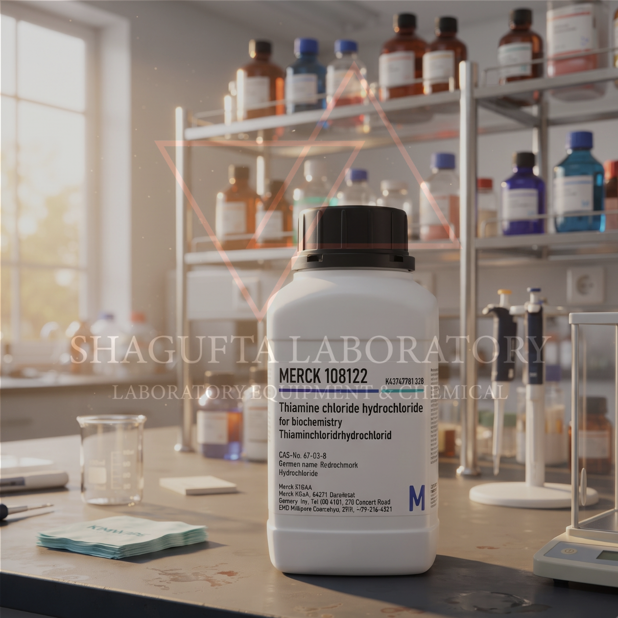SHAGUFTA LABORATORY Biochemistry Grade 108181 – Thiamine Chloride Hydrochloride / Vitamin B1 Hydrochloride / Aneurin Hydrochloride 25 g